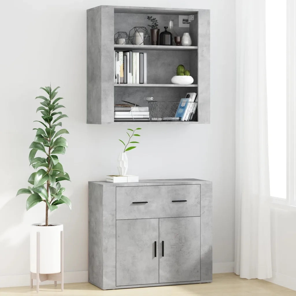 Credenza-Buffet-Armadio da cucina Grigio Cemento in Legno Multistrato 151361