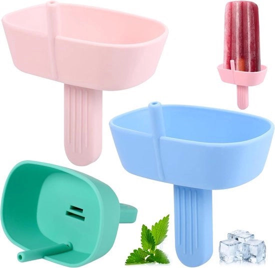 4 contenitori per bastoncini di gelato senza gocce per bambini, contenitori per gelato in silicone per bambini, contenitori per gelato riutilizzabili con bastoncino, contenitore per bastoncini di gelato per bambini (rosa, lilla chiaro, verde, blu)