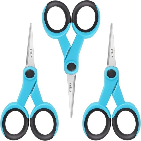Dettaglio da taglio con lama in acciaio inossidabile affilata e manici morbidi - ideale per cucire, ricamare, ufficio e scuola (3 pezzi, blu/nero)