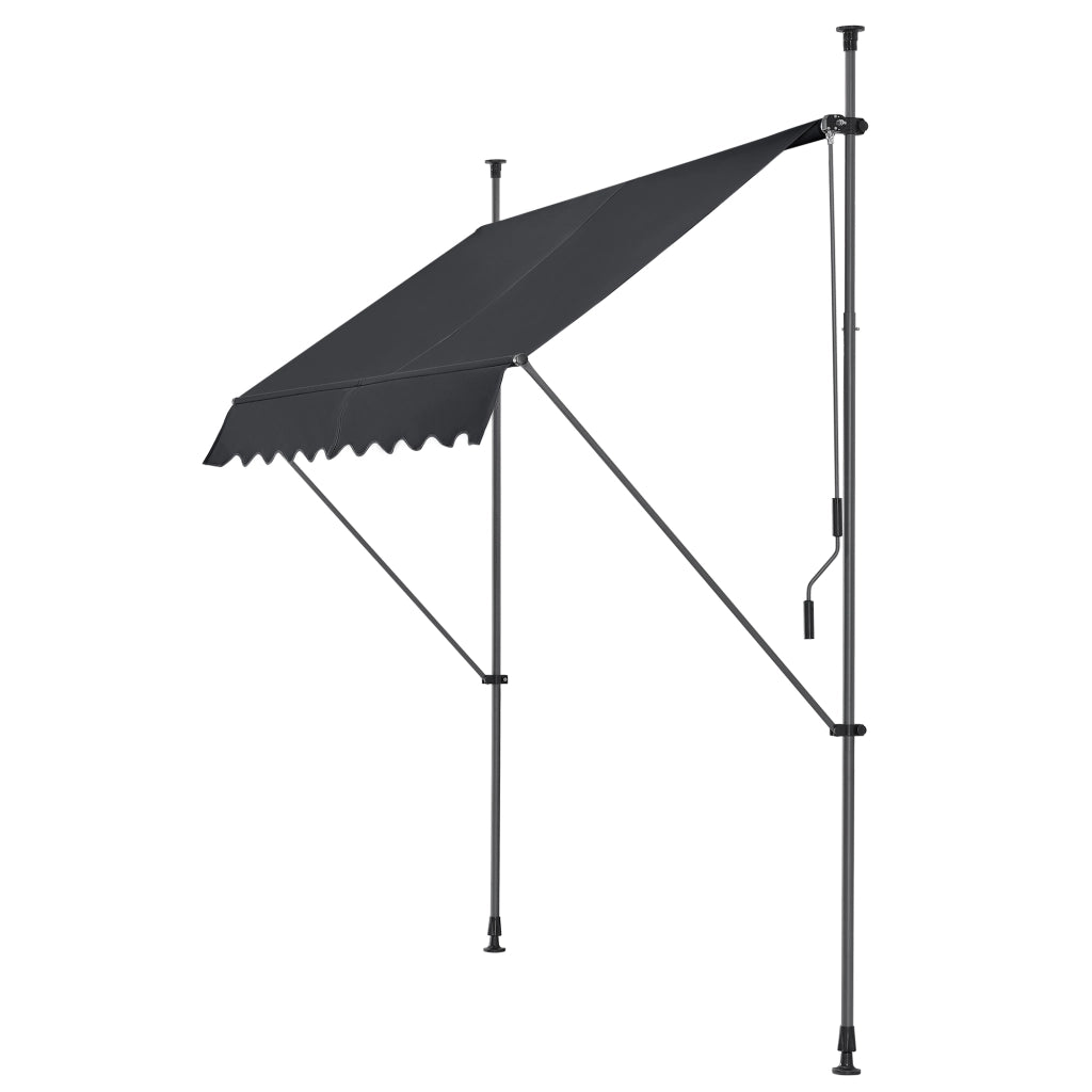 Tenda da Sole a Muro con Pali di Supporto Telescopici Parasole 150 x 120 cm (LxP) Nero pro.tec