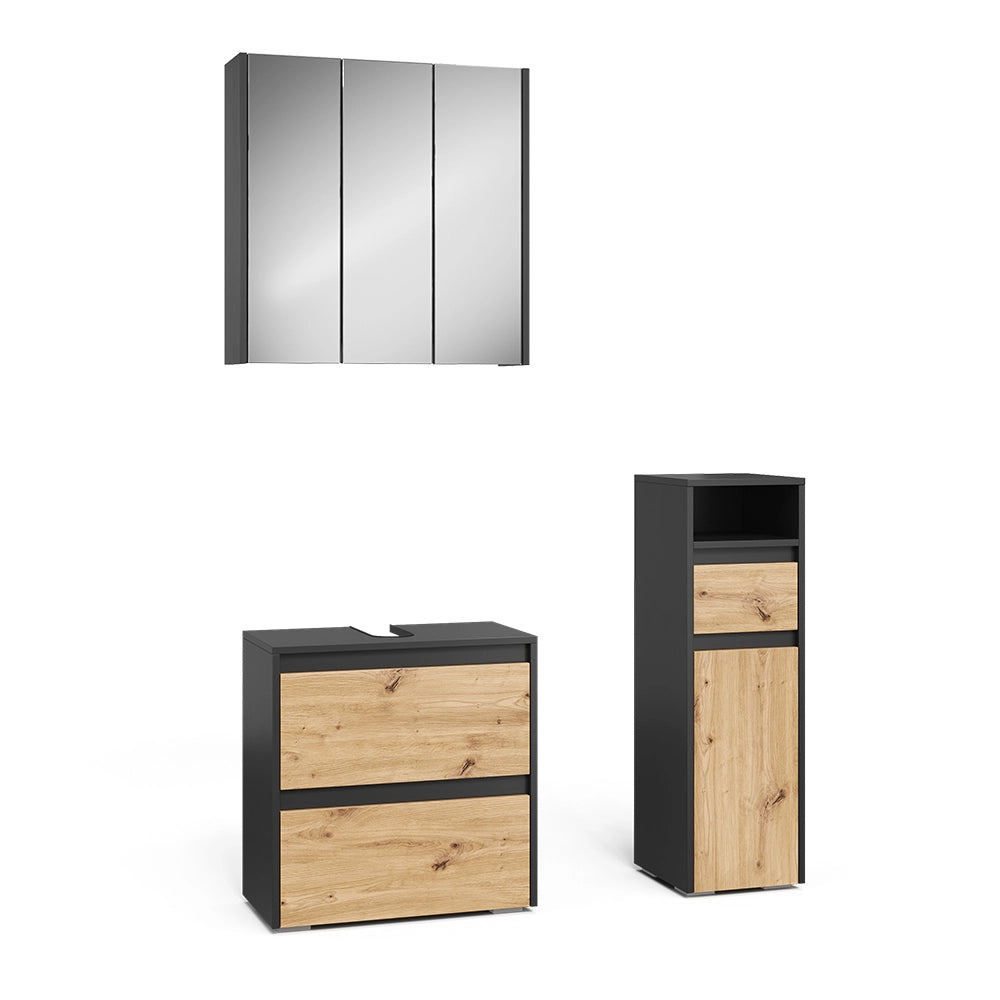 Vicco Set di mobili da bagno Antracite/Artisan 3 parti