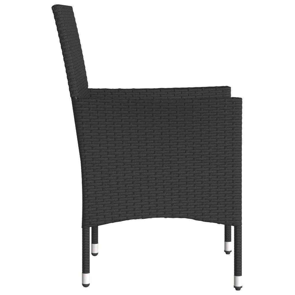 Sedie da Giardino con Cuscini 2 pz | Sedie da Esterno Nere in Polyrattan