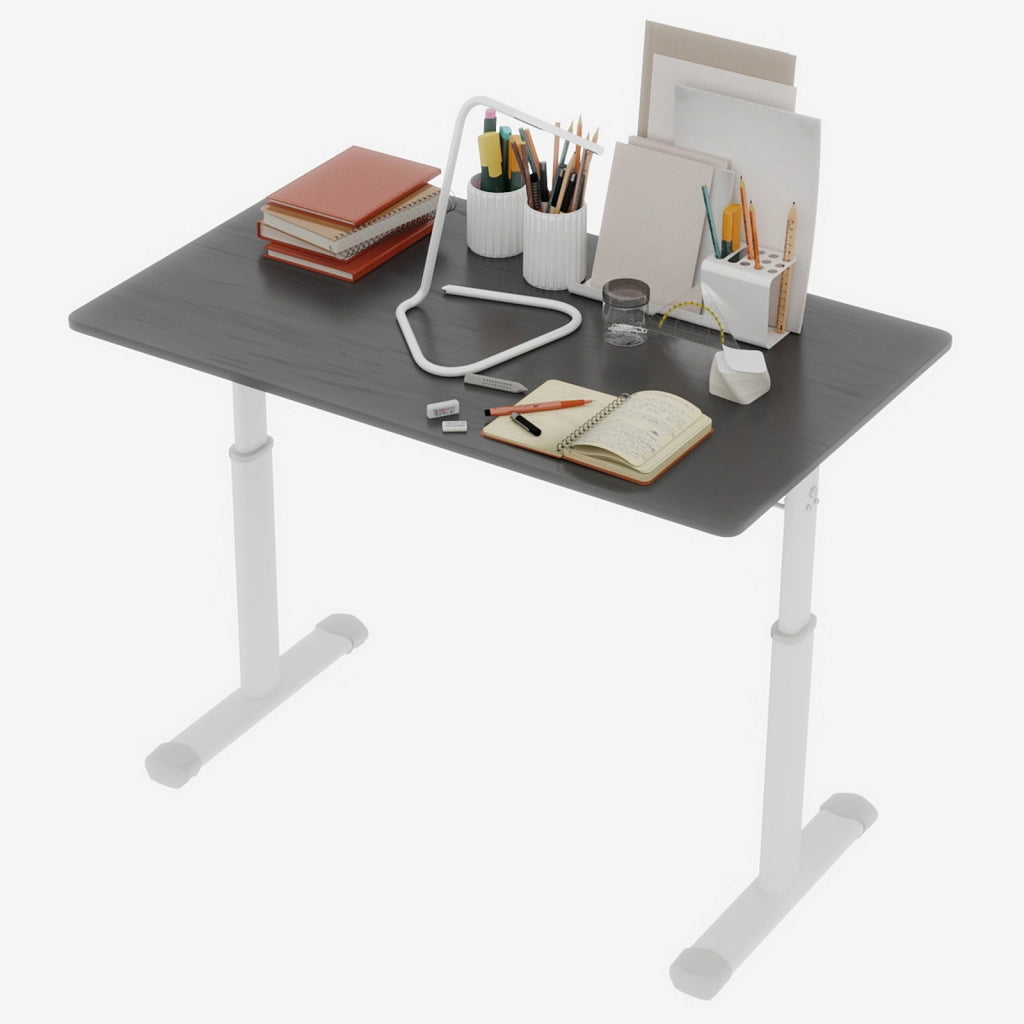 Scrivania regolabile in altezza con manovella - per studio e ufficio - grigio - 108×66×11 cm