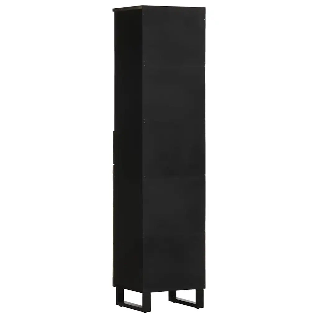 Mobile da Bagno Nero 38x33x160 cm in Legno Massello di Mango 4017706