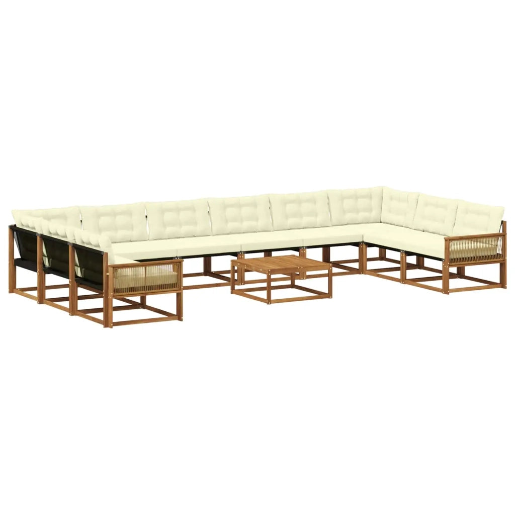 Set di divani da esterno con cuscino 11 pcs Naturale e Crema 3381730