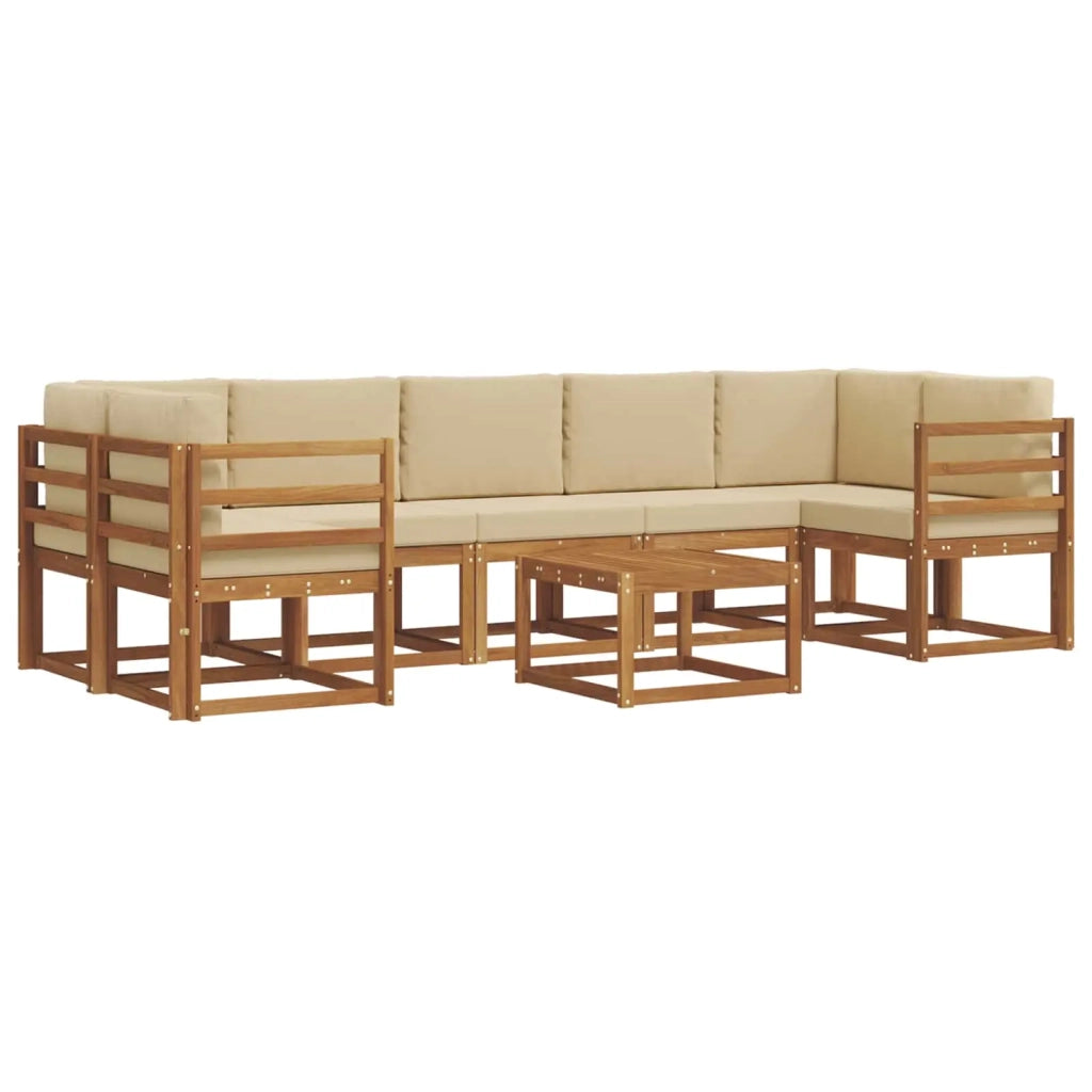 Set di divani da esterno con cuscino 8 pcs Naturale e Beige