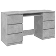 Scrivania | Tavolo da Ufficio Grigio Cemento 140x50x77 cm in Legno Multistrato