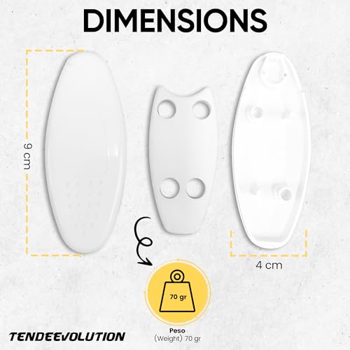 Fiocco Peso per Corda Tenda da Interno in Plastica 45g - Made in Italy - Bianco - 9x4cm