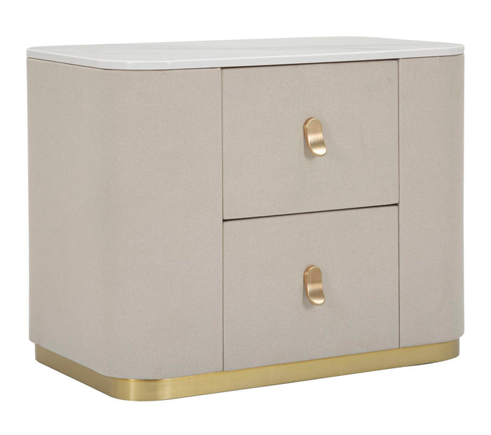 Comodino Beauty 60x47x40 cm in Legno MDF e Metallo Crema/Oro