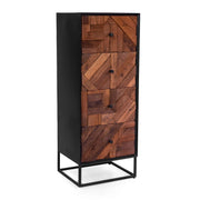 Mobile Legno Jaipur Naturale 4 Cassetti top Nero Cm 45x38h115