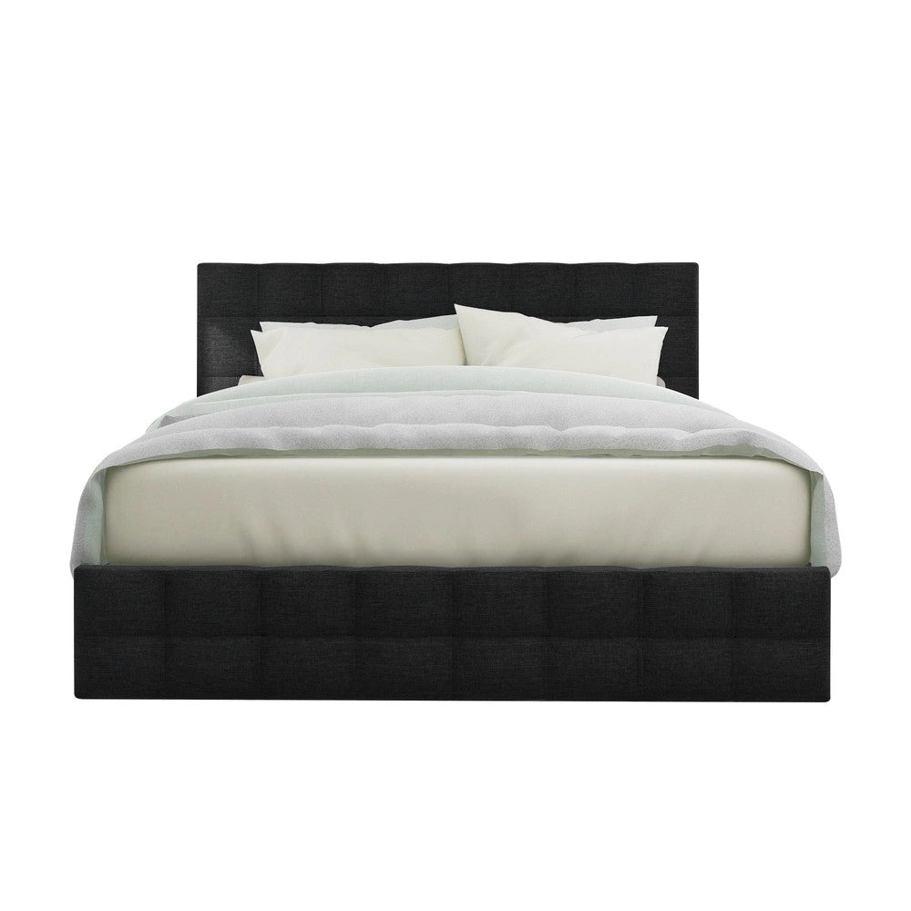 Letto Contenitore Imbottito con 4 Cassetti e Testiera ¨C Xylo ¨C Tessuto Nero 140x200