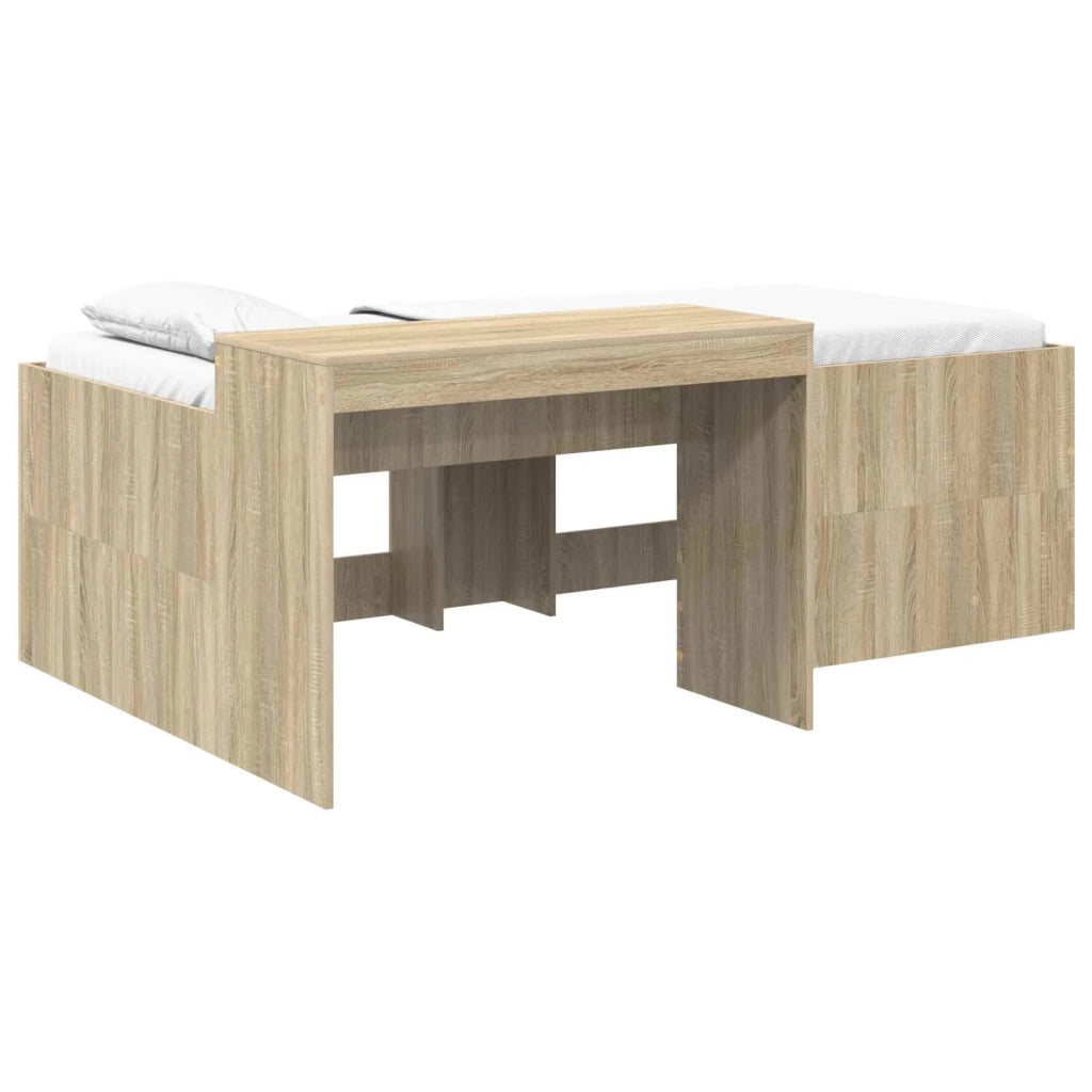 Letto alto per bambini con scrivania Rovere Sonoma 75 x 190 cm