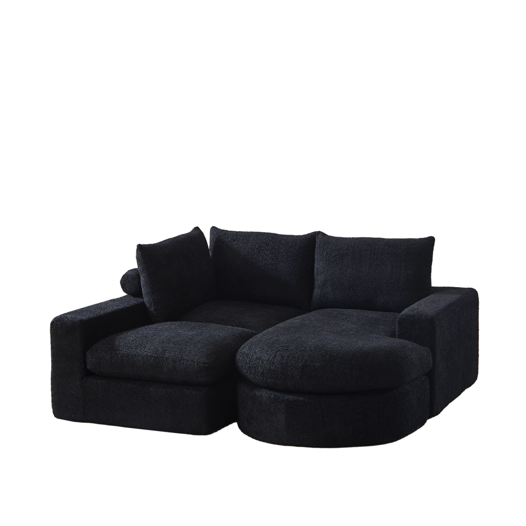 Divano modulare con chaise longue reversibile in ciniglia nero