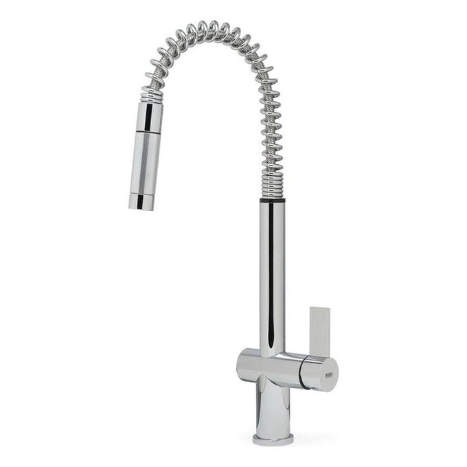 Elleci Dionisio MIKDNSCR - Miscelatore da cucina Mono Splitcomando, da incasso, Acciaio inox, canna girevole con doccetta estraibile, 52 cm, Cromo