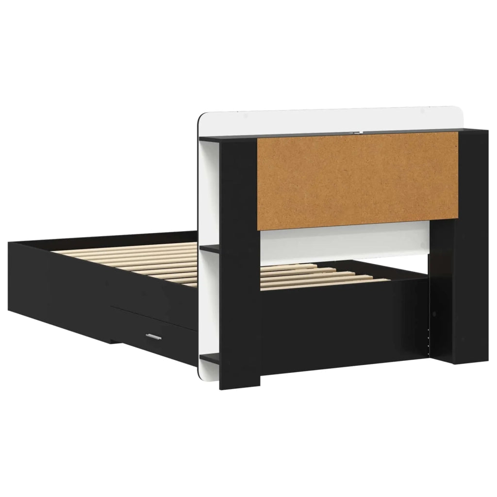 Telaio del letto con storage con testiera Nero 75 x 190 cm