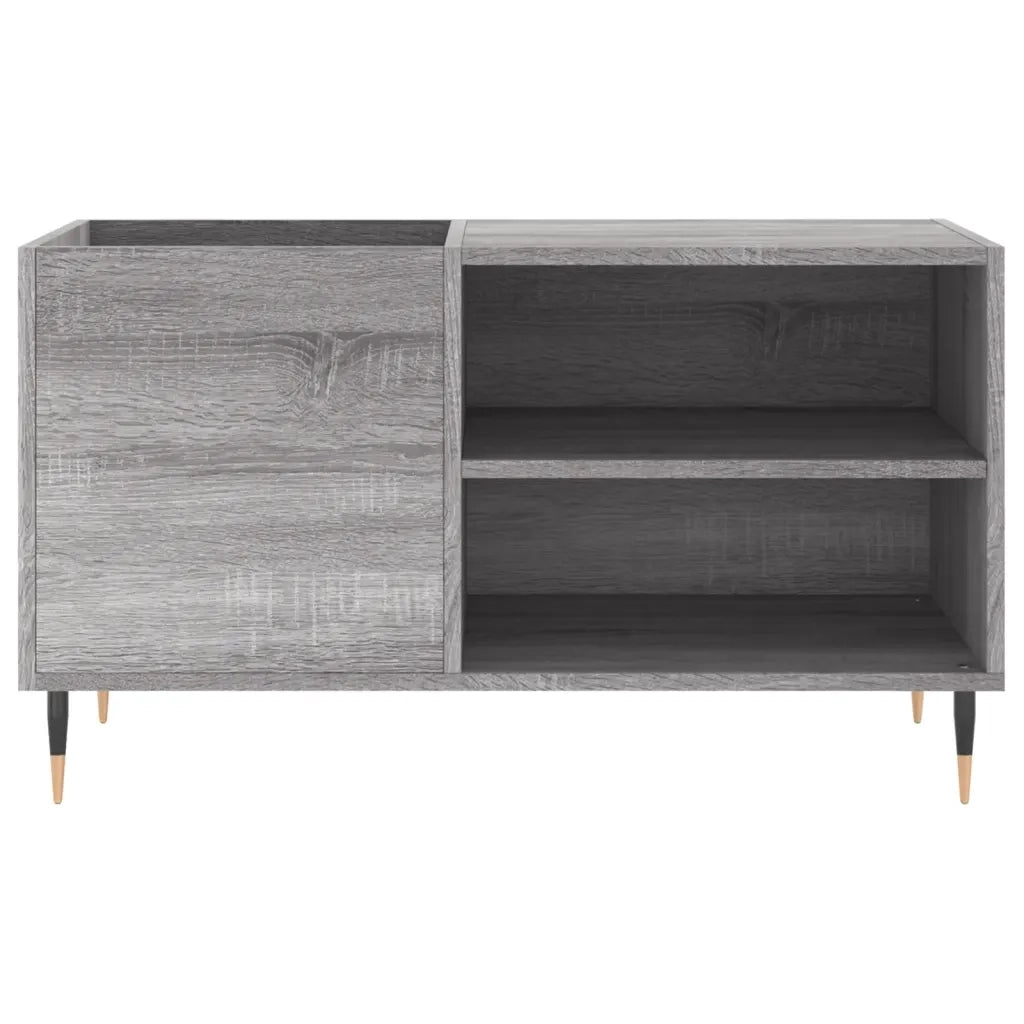 Mobile porta dischi classico con vano contenitore 85 x 38 x 48 cm in legno composito grigio 02_0049106