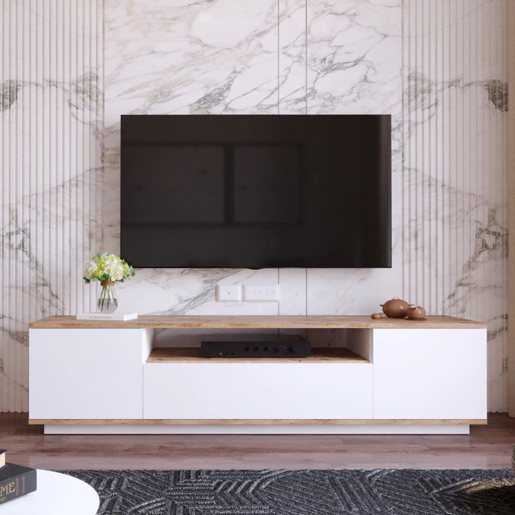 Mobile TV in legno "FR7" - 180 x 44 x 44 cm - Pino atlantico bianco