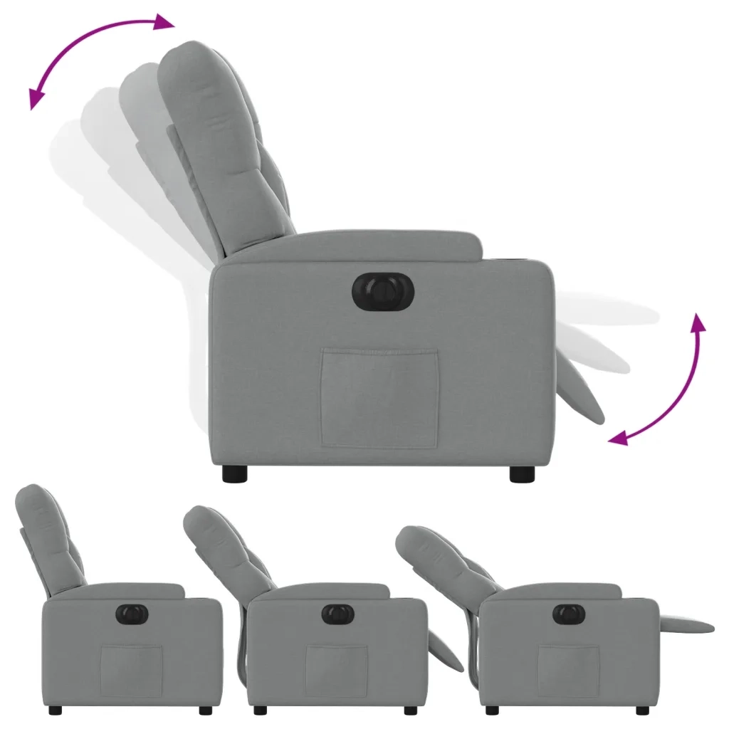 Poltrona | Sedia Relax Elettrica Reclinabile Grigio Chiaro in Tessuto