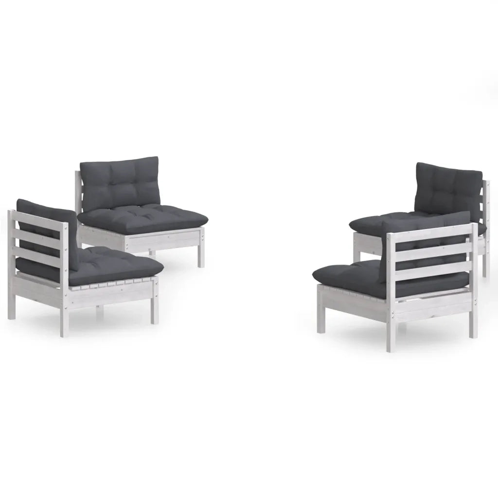 Set Divani da Giardino 4 pz con Cuscini Antracite Legno di Pino 3096029