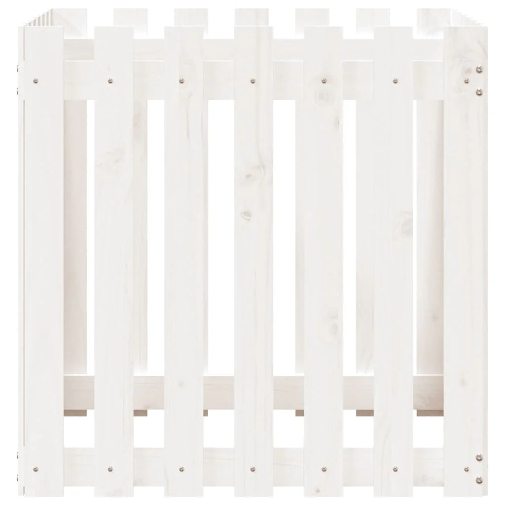 Fioriera rialzata per piante fiori e terrazze con design a recinzione 70 x 70 x 70 cm pino bianco massiccio 02_0038114