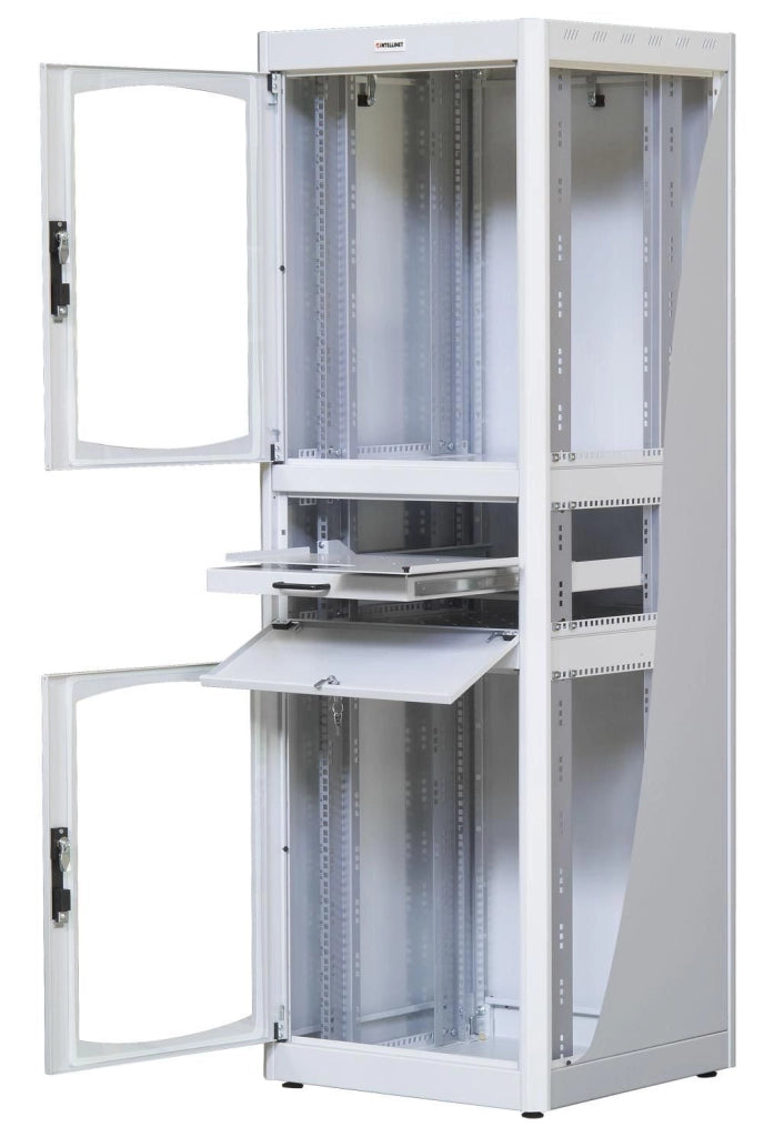 Armadio Rack 19'' 600x600 38U con Ripiano Tastiera Grigio