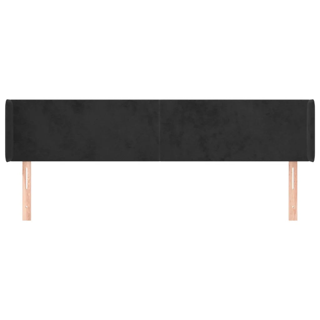 Testiera ad Orecchio-Testata con Orecchie Nera 183x16x78/88 cm in Velluto 634734