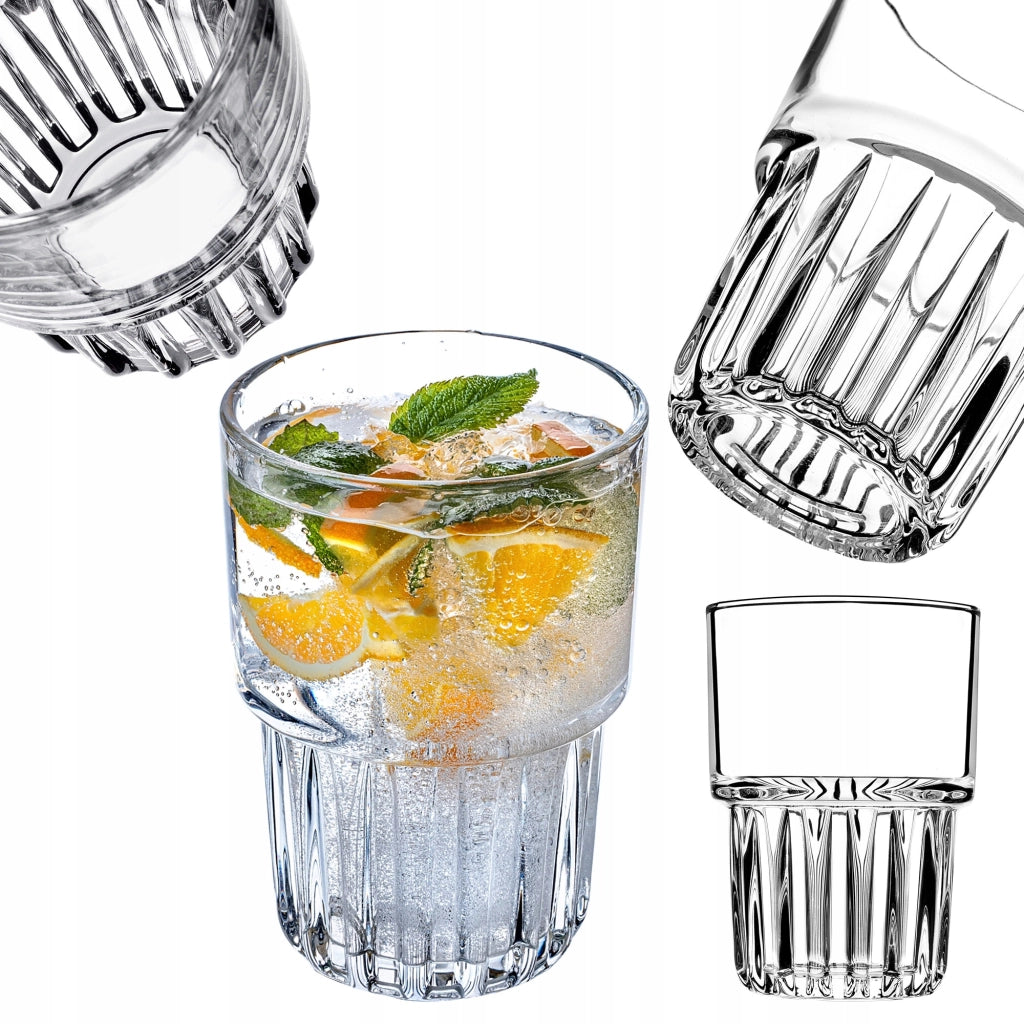 Set di 6 bicchieri KADAX per bevande fredde da 320 ml con superficie a coste.
