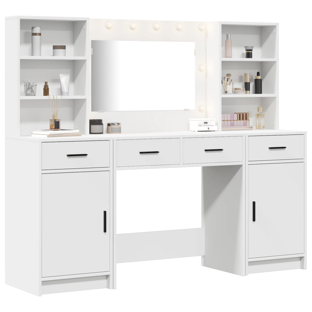 Set da toeletta 3 pezzi  in legno ingegnerizzato bianco