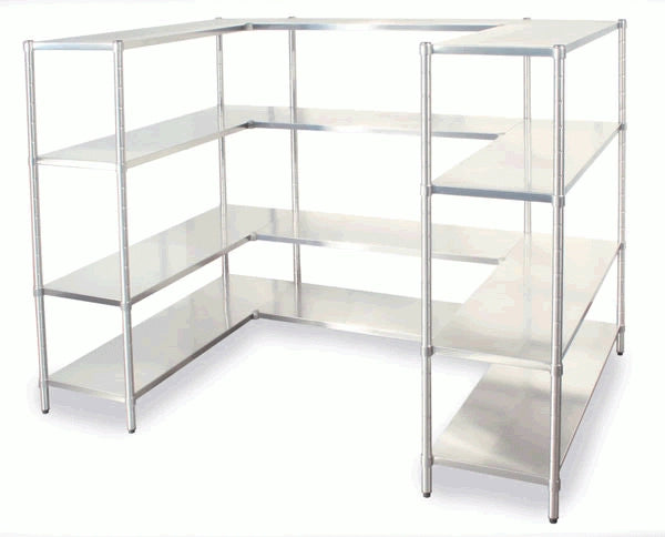 SCAFFALE IN ACCIAIO INOX PER CUCINE E RISTORANTI con piani lisci e scanalati cm. 120x60x150h
