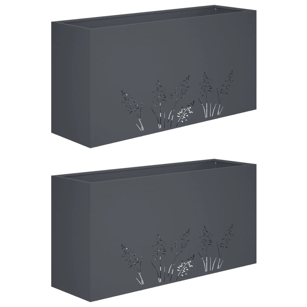 Vaso da giardino 2 pz Antracite 100 x 30 x 49 cm 8005867