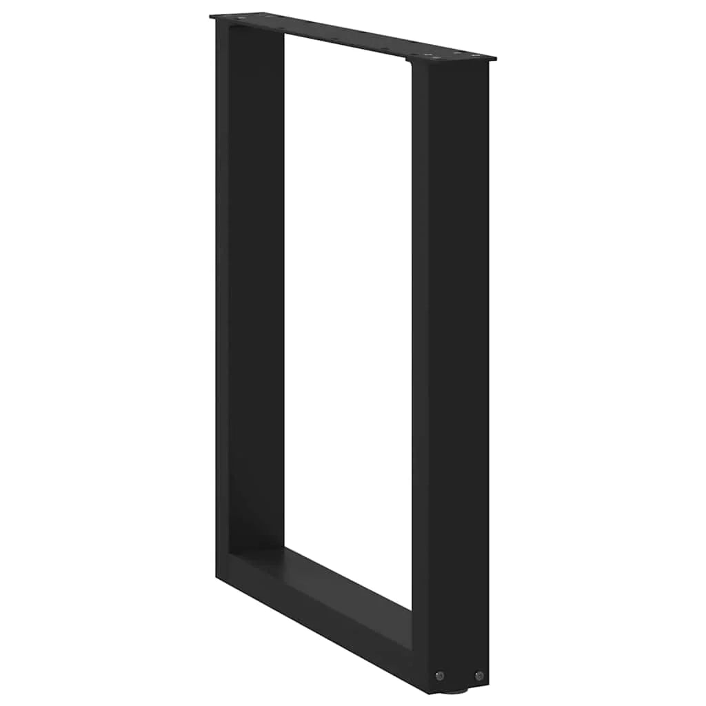 Set di 3 gambe per tavolo da pranzo a forma di U 70 x 72-73 cm con piedini regolabili design moderno in acciaio nero 02_0057440