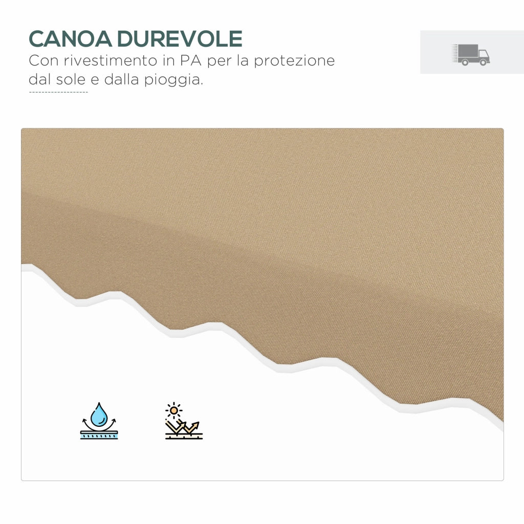 Ombrellone da Giardino Decentrato Doppio Tetto 2.5x2.5m Base a Croce Cachi