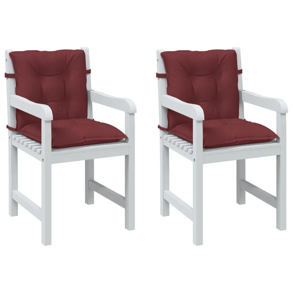 vidaXL Cuscini Sedia Schiena Bassa 2 pz Rosso Vino Mélange Tessuto