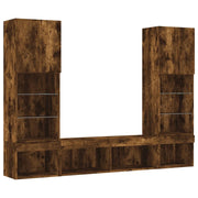 Mobile TV multimediale scaffale TV credenza mobile TV sala da pranzo soggiorno camera da letto con illuminazione a LED 5 pezzi rovere affumicato legno ingegnerizzato marrone 02_0029405
