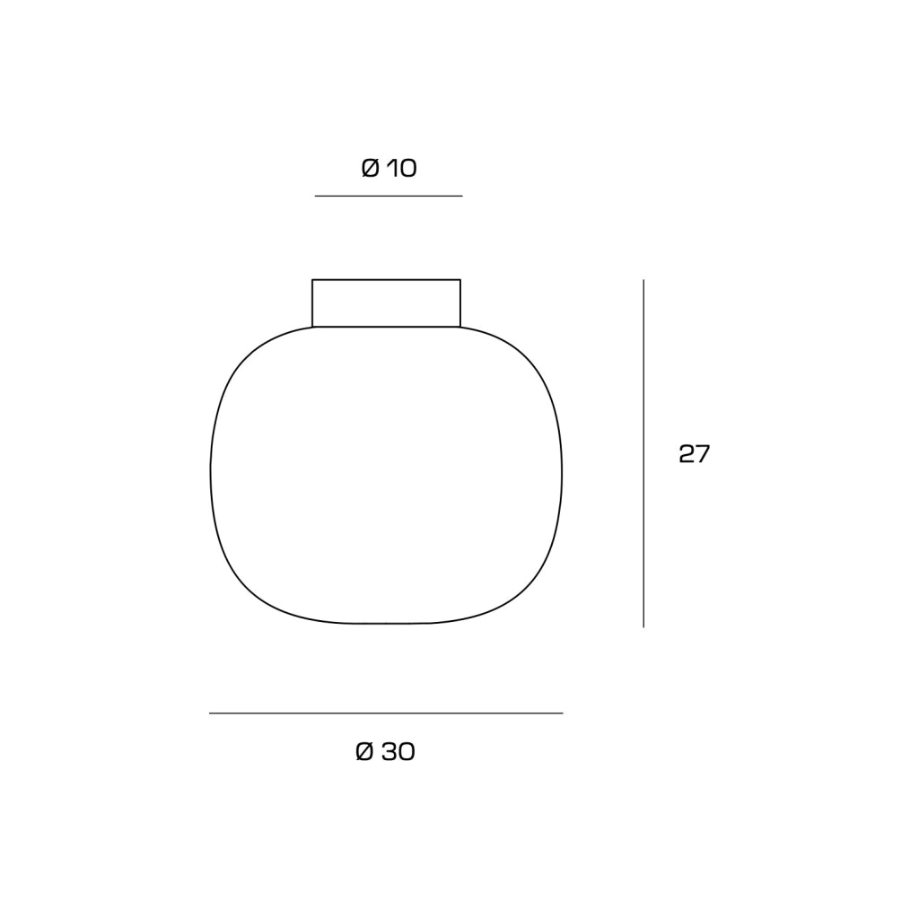 BOMBO PLAFONIERA SOFFITTO GRANDE D.30CM  STRUTTURA NERA VETRO BIANCO ATTACCO E27