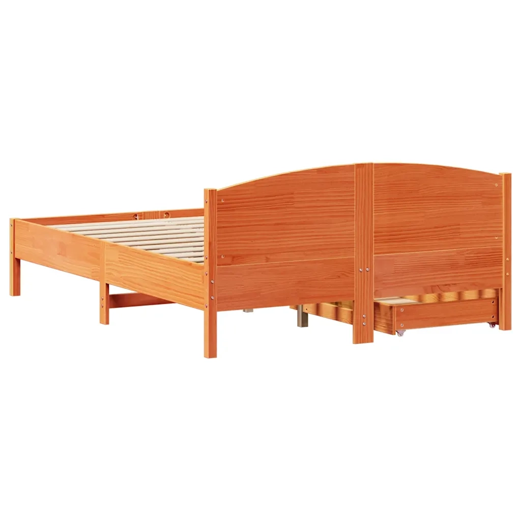 Letto senza Materasso Marrone Cera 120x200 cm in Legno di Pino