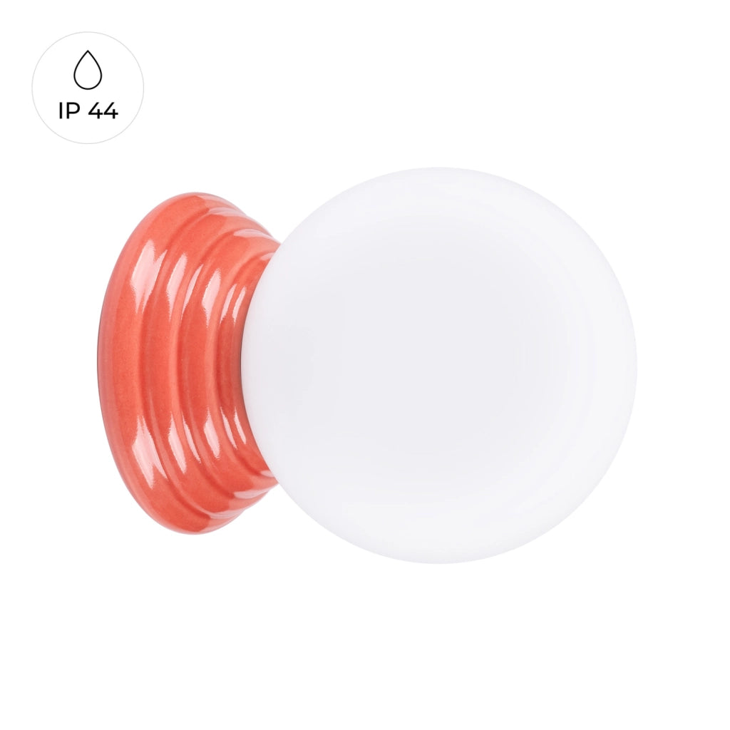 Applique bagno sfera vetro opale pesca ceramica G9