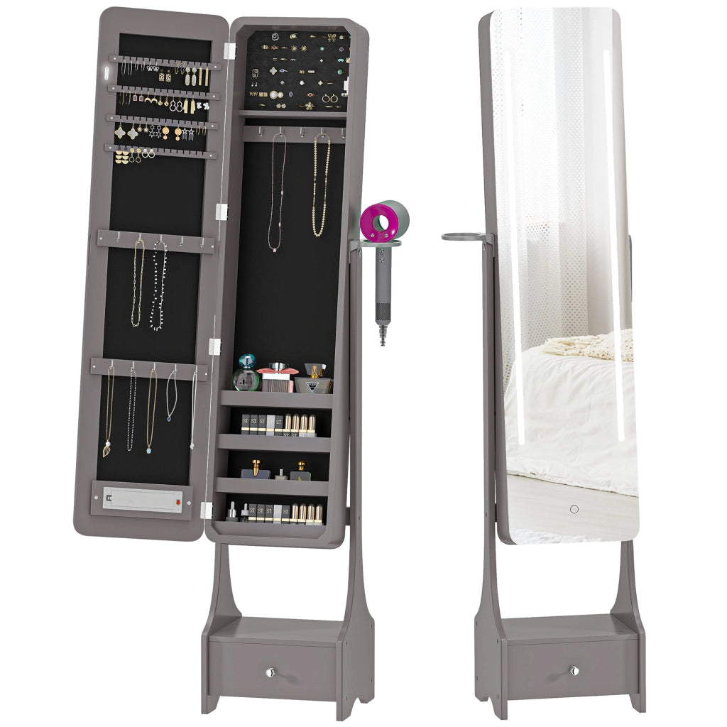 Armadio Joyero con Specchio e Luci LED ¨C zephmum ¨C Grigio