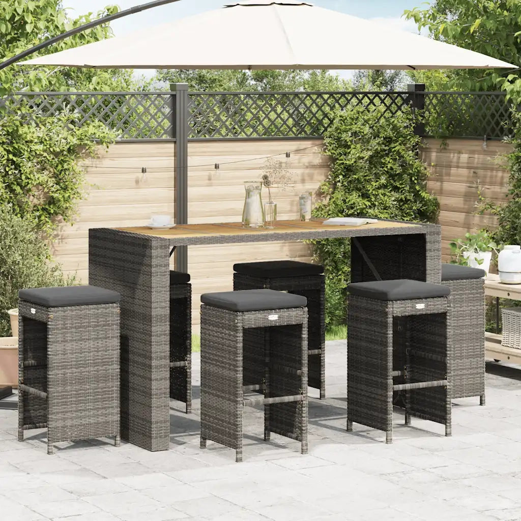 Sgabelli Bar da Giardino con Cuscini 6 pz Grigi in Polyrattan CFW7921263