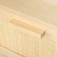 Cassettiera a 3 Cassetti in Legno e Rattan Stile Boho Chic, 80x40x80cm