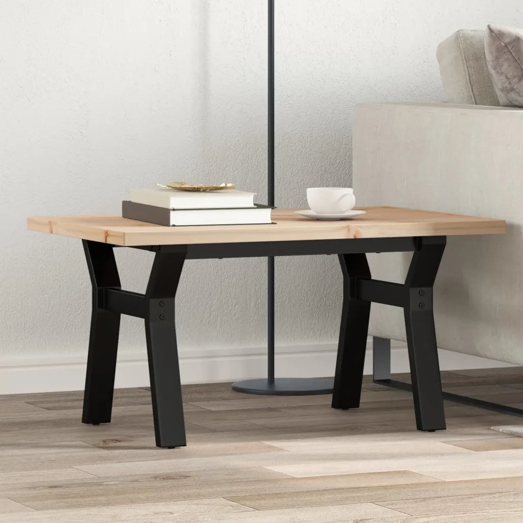 Tavolino salotto | Tavolino da caff¨¨ | Tavolino da Soggiorno Telaio a Y 80x50x40,5 cm Legno Pino e Acciaio