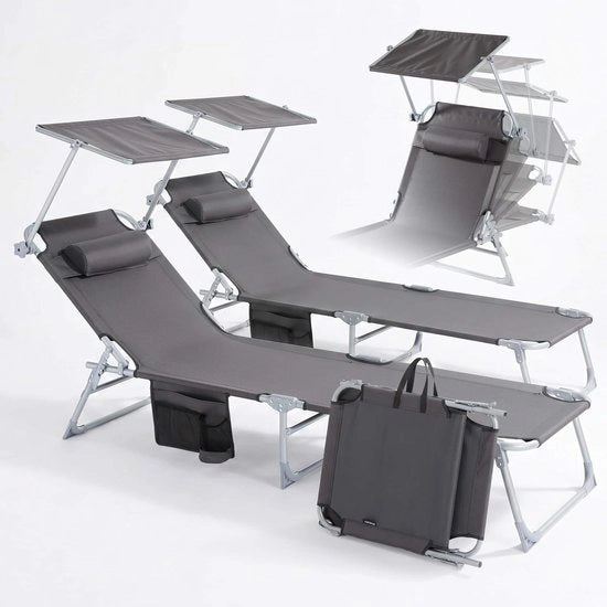 Seduta Solare Opportuna con Tetto a Soffitto - Schienale Regolabile - Letto con Cuscino - Peso Massimo 120 kg - Lato Lato - Relaxante Comodo