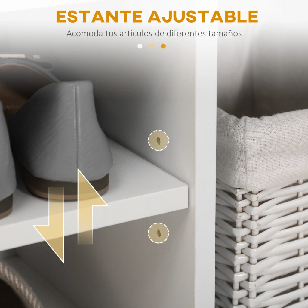 Scarpiera con panca e ripiani ¨C zephmum ¨C bianco 80x30x43cm