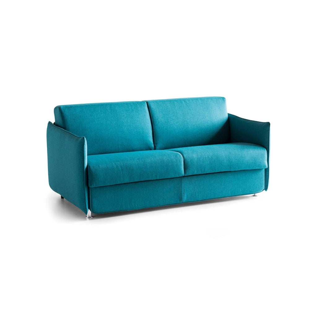 Verceia, Divano Letto 2 Posti Sfoderabile Made in Italy, 160x95 cm Azzurro