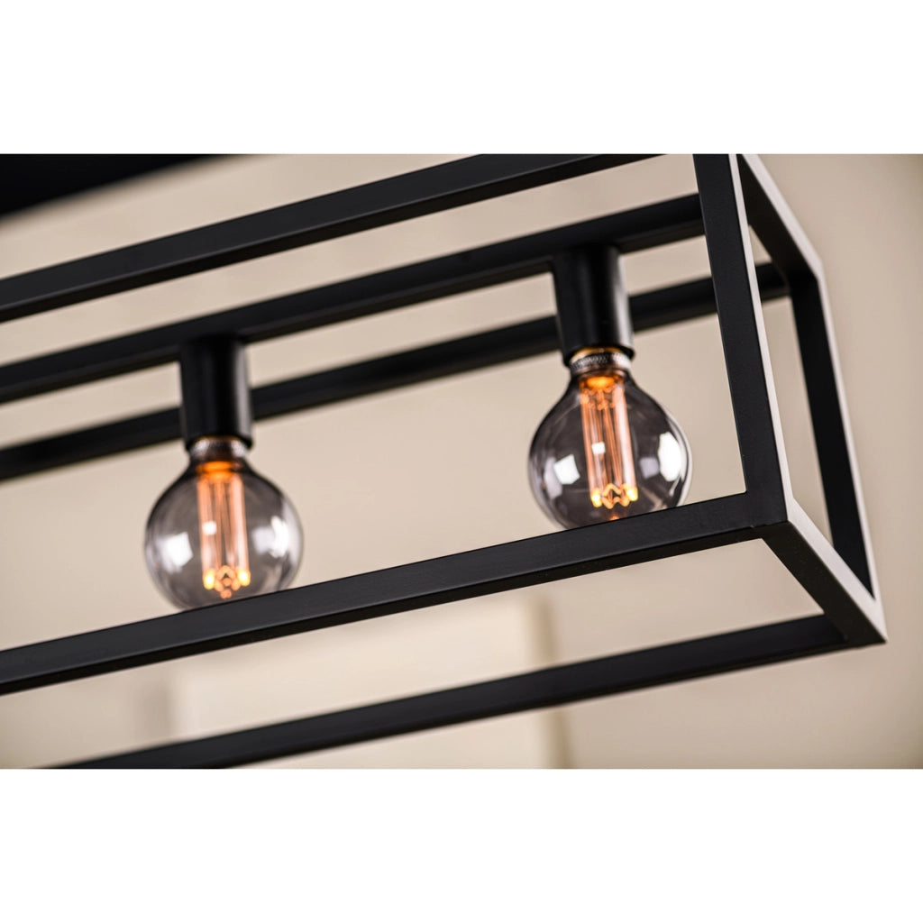 Lampadario a sospensione 7 luci H340 nero stile industriale a gabbia