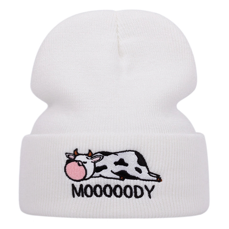 Cappelli ricamati con mucca, bianchi