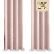 Tende per Interni Camera da Letto e Soggiorno Con Anelli - 140x280cm - 2 Pezzi Colore: CIPRIA