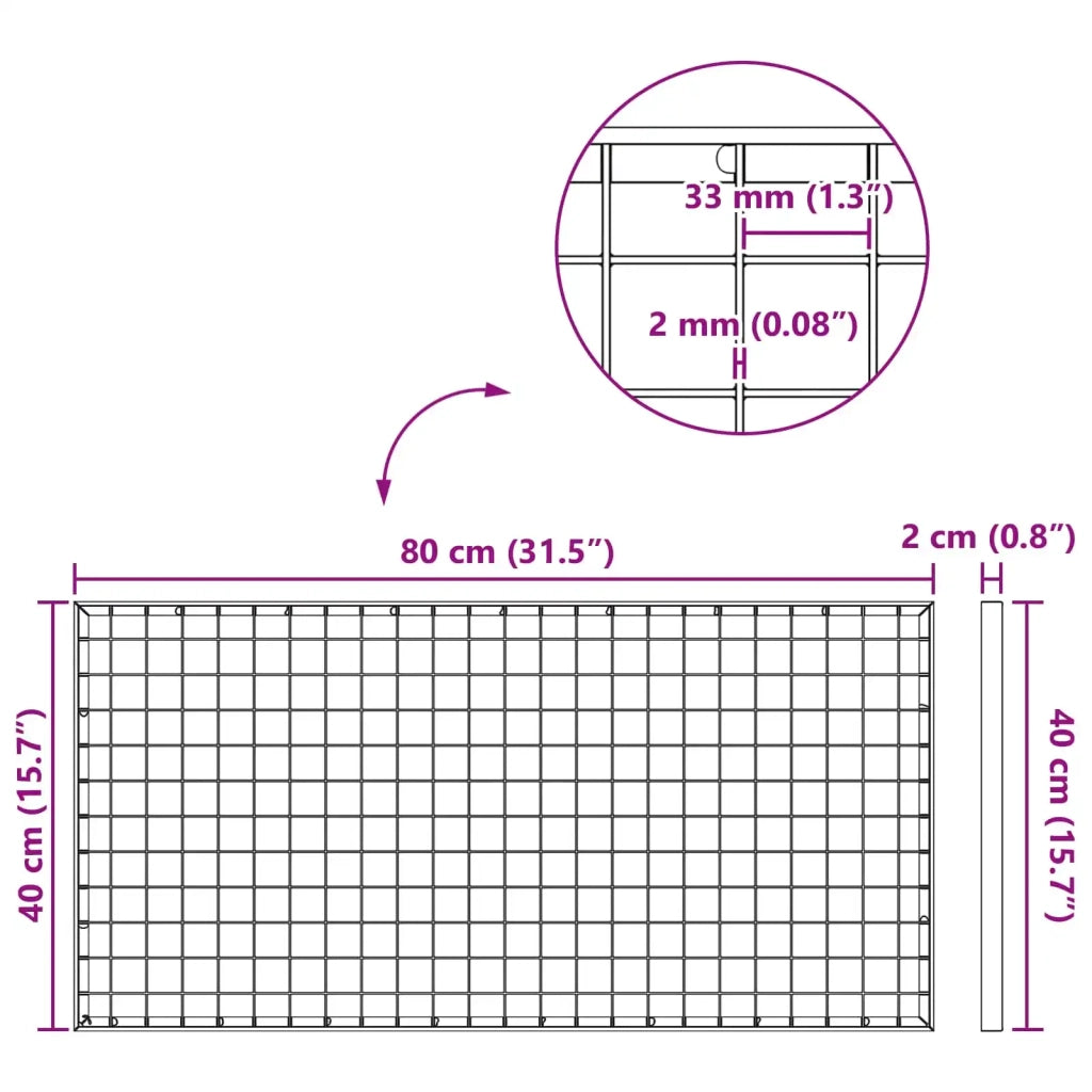 Grata Argento 80 x 40 x 2 cm Acciaio Zincato a Caldo