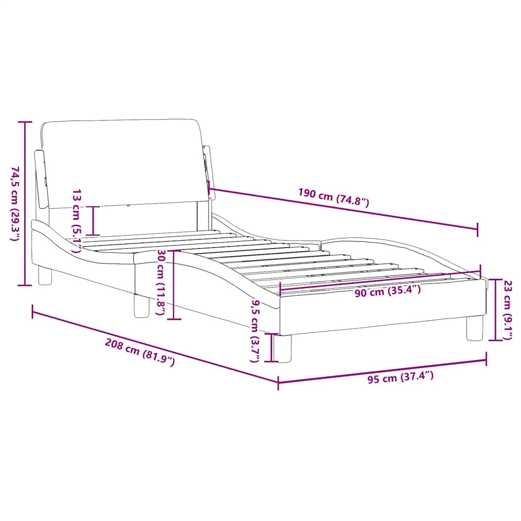 Struttura letto Dover in Similpelle Bianca e Nera 90x190 cm 373324