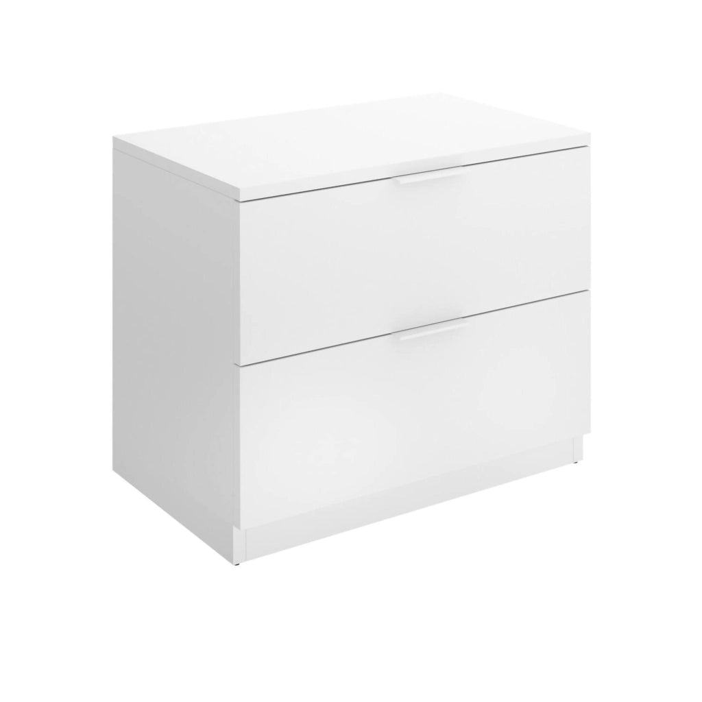 Comodino Banyan, Comò basso, Tavolino da notte, Mensola da letto, 50x34 h46 cm, Bianco